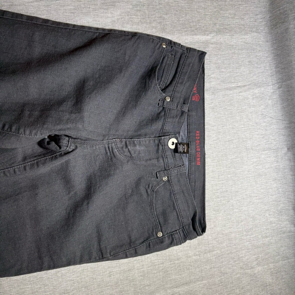 Red Blue Denim Women's Skinny Jeans in Black